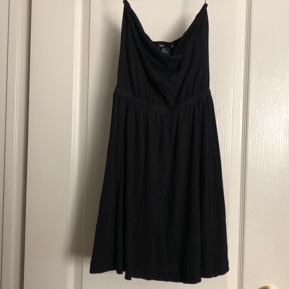 Black casual strapless dress